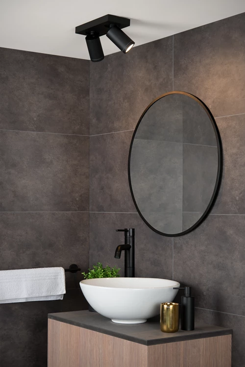 Lucide TAYLOR - Plafondspot Badkamer - LED Dim to warm - GU10 - 2x5W 2200K/3000K - IP44 - Zwart - sfeer 5